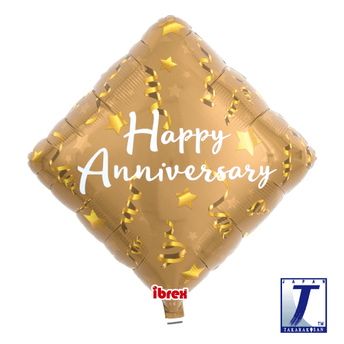 ibrex Dia 14" Happy Anniversary Star & Ribbons PKG