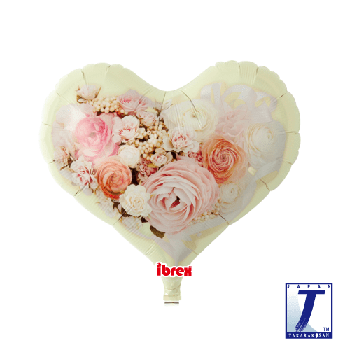 ibrex Jelly Heart 14" Princess Bouquet MT Ivory PKG