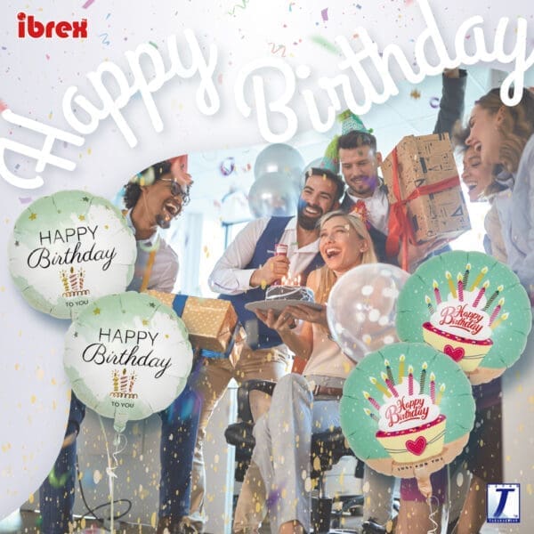 ibrex Round 14" Happy Birthday Cake & candles - Image 2