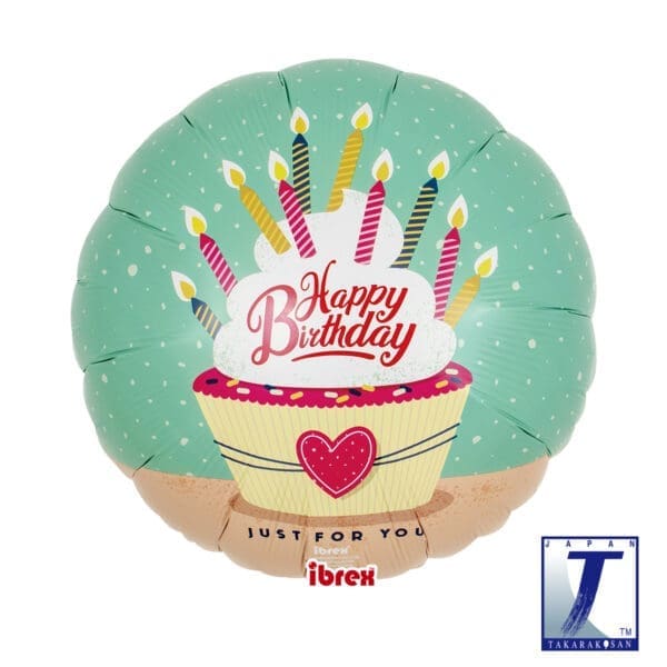 ibrex Round 14" Happy Birthday Cake & candles
