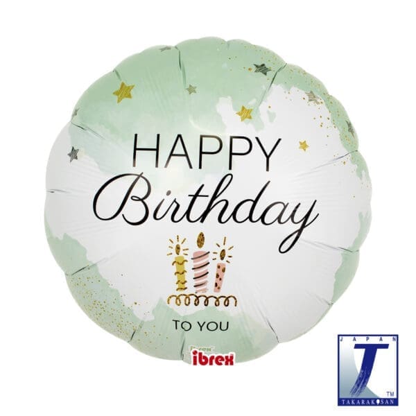 ibrex Round 14″ Happy Birthday Turquoise