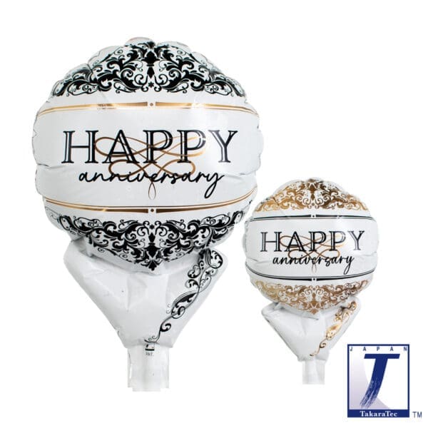 Upright Round 5" Happy Anniversary Damask