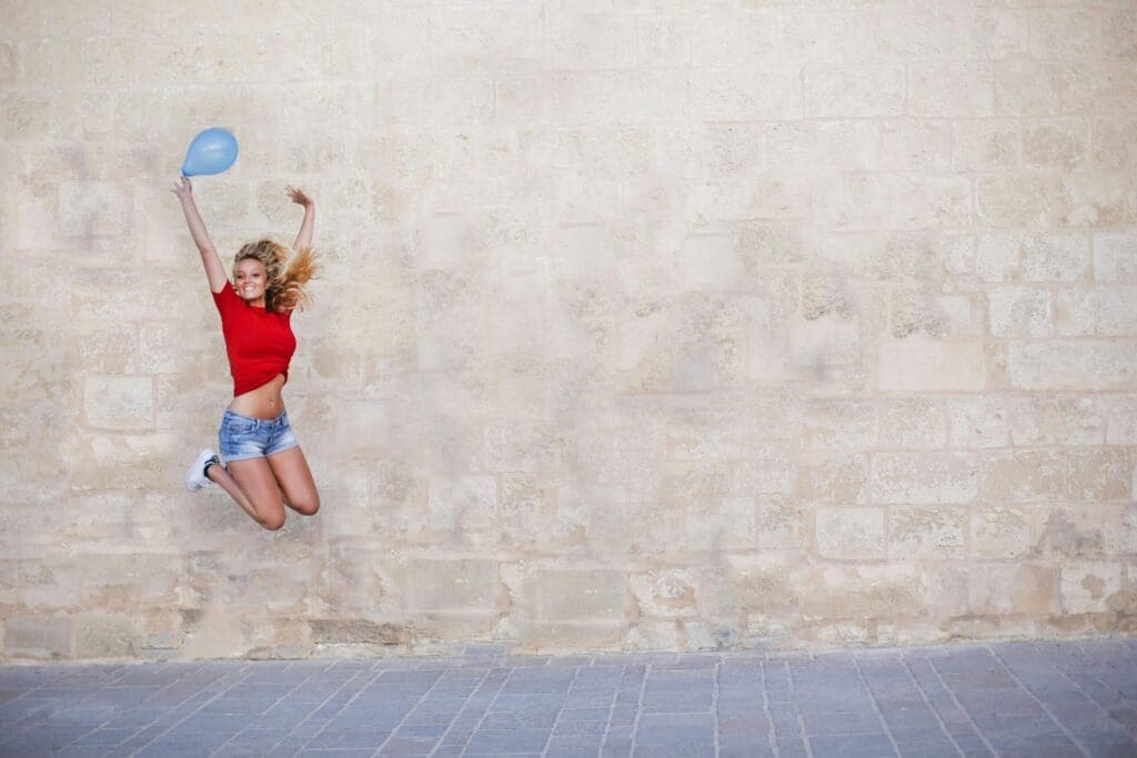 A lady with a balloon