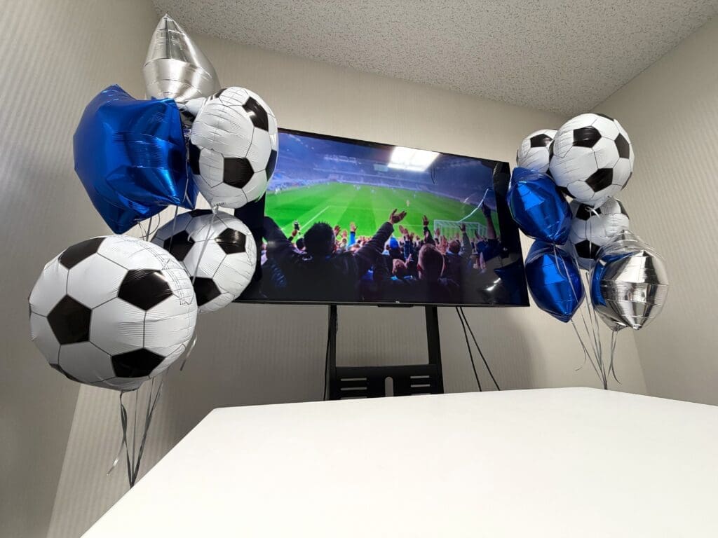 Balloon decoration for soccer game viewing